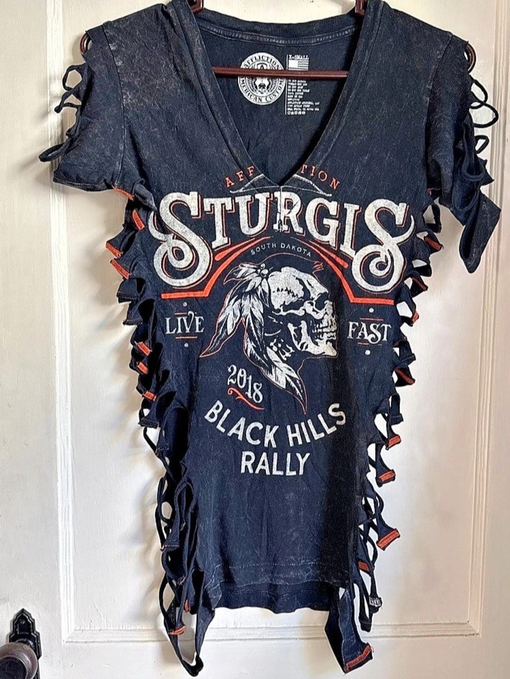 Affliction Sturgis Black Hills Rally 2018 Graphic Side-Lace Tee Size XS